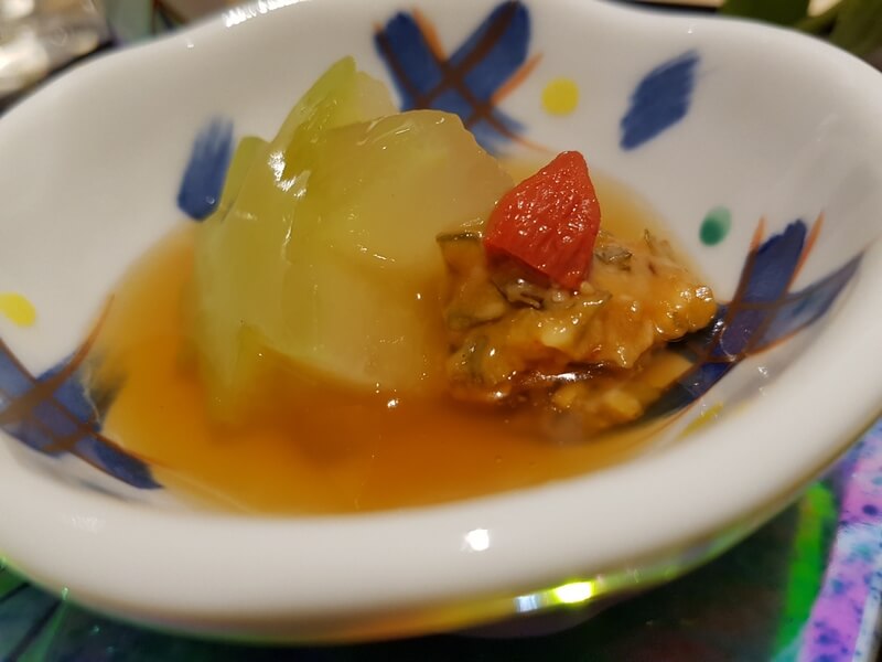 Melon d'hiver, baie de Goji, miso de bœuf de Matsusaka